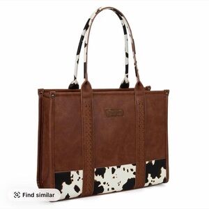 Wrangler Brown and Black Cow Print Women's Tote Bag